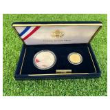 US Mint Jackie Robinson 50th Anniversary Commemorative Coins - .24 oz Gold Coin & .76 oz Silver Coin