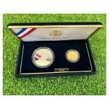 US Mint Jackie Robinson 50th Anniversary Commemorative Coins - .24 oz Gold Coin & .76 oz Silver Coin