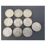10 Franklin Half Dollars