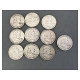 10 Franklin Half Dollars