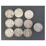 10 Franklin Half Dollars