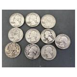 10 Silver Washington Quarters