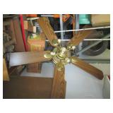 5-blade Wood and brass tone ceiling...