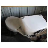 Toilet with tank disassembled for easy removal