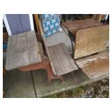 Pair of antique Cast Iron and wood ...