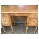 Antique wood 4-drawer vanity with D...