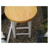 Pair of white and natural wood stoo...