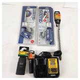 Lot Of Miscellaneous Tools Two Long Multi Tip Screwdrivers Dewalt Battery Charger Sockets Drill Bit