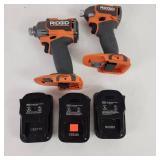 Lot Of Ridgid Impact Drivers R872311 And R862311 Three Batteries 2 R87002 1R840020