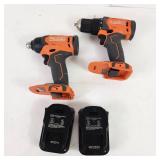 Ridgid Drill R86001 1/2" And Ridgid Impact Driver R86002 Impact Driver 2 Batteries R87002