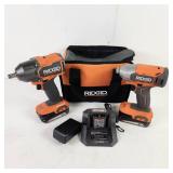 Two Ridgid Impact Drivers 1/4" R860021 1/2" R86012 Two Batteries And Charger
