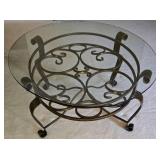 Unique Crate & Barrel Wrought-Iron/Glass Coffee Table