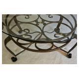 Unique Crate & Barrel Wrought-Iron/Glass Coffee Table
