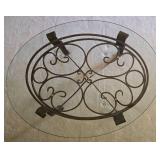 Unique Crate & Barrel Wrought-Iron/Glass Coffee Table