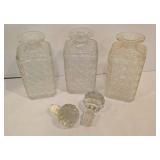 Vintage Oak Tantalus with Crystal Decanters and More