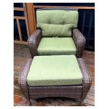 Pair of Patio Chairs, Ottoman and Coordination Accent Table