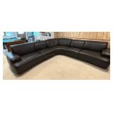 Dark Brown Leather Sectional Sofa / Couch