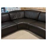 Dark Brown Leather Sectional Sofa / Couch