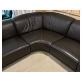 Dark Brown Leather Sectional Sofa / Couch