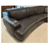 Dark Brown Leather Sectional Sofa / Couch