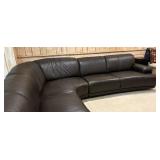 Dark Brown Leather Sectional Sofa / Couch