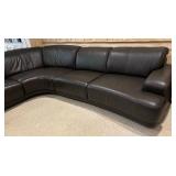 Dark Brown Leather Sectional Sofa / Couch