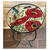 Amazing Art Glass Topped Accent Table