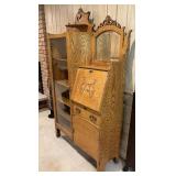 Vintage Victorian Side by Side Secretary and Glass Front Cabinet