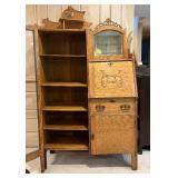 Vintage Victorian Side by Side Secretary and Glass Front Cabinet