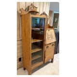 Vintage Victorian Side by Side Secretary and Glass Front Cabinet