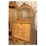 Vintage Victorian Side by Side Secretary and Glass Front Cabinet