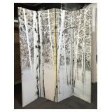 Double Sided Birch Tree Four Panel Canvas Screen