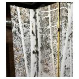 Double Sided Birch Tree Four Panel Canvas Screen
