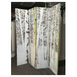 Double Sided Birch Tree Four Panel Canvas Screen