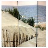 Double Sided Beachside Scene Three Panel Canvas Screen
