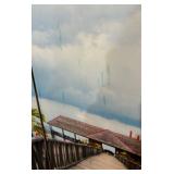 Double Sided Beachside Scene Three Panel Canvas Screen