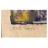 Red Sun Monoprint by Bonnie Dolin