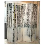 Birch Tree Motif Four Panel Canvas Screen