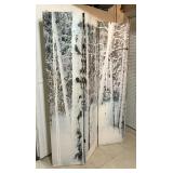 Birch Tree Motif Four Panel Canvas Screen