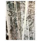 Birch Tree Motif Four Panel Canvas Screen