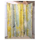 Birch Tree Motif Four Panel Canvas Screen