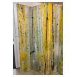 Birch Tree Motif Four Panel Canvas Screen