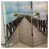 Double Sided Seaside Three Panel Canvas Screen