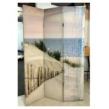 Double Sided Seaside Three Panel Canvas Screen