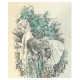 "Children and Flowers" Limited Edition Print by Milton Goldman