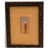 Unique Patrick Roujie Au Framed Miniature Watercolor & Mercury Hermes Reproduction
