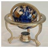Vintage Brass Globe with Semi-precious Stone Inlay