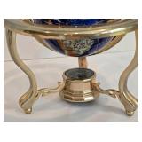Vintage Brass Globe with Semi-precious Stone Inlay