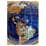 Vintage Brass Globe with Semi-precious Stone Inlay
