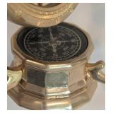 Vintage Brass Globe with Semi-precious Stone Inlay